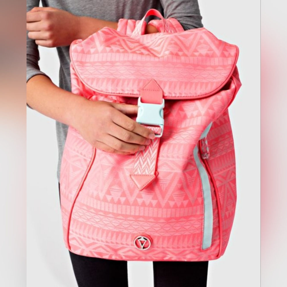Ivivva by Lululemon Where to Next Neon Pink Tribal Drawstring Bucket Backpack